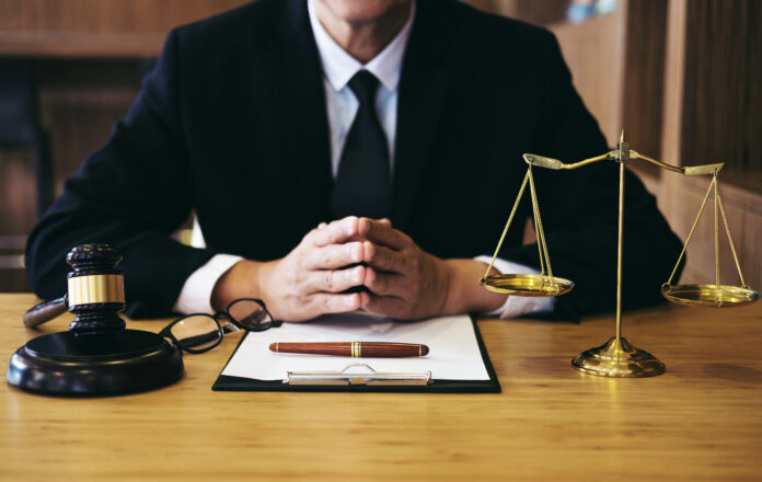 Judge gavel with Justice lawyers, Businessman in suit or lawyer