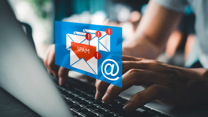 Email concept with laptop spam and virus computer monitor intern